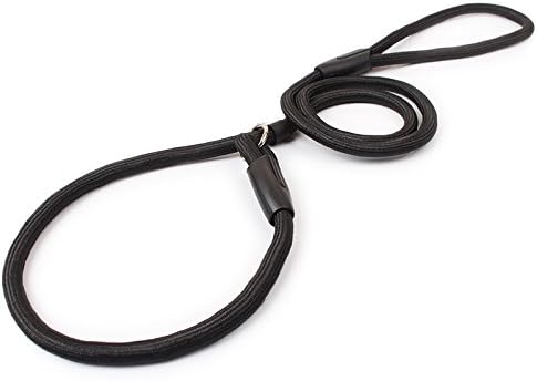 Gefryco Nylon Rope Dog Whisperer Style Slip Training Leash Lead and Collar (Black)