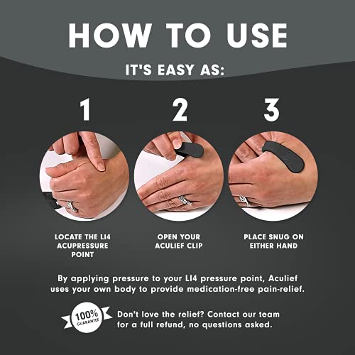 Aculief - Award Winning Natural Headache, Migraine, Tension Relief Wearable – Supporting Acupressure Relaxation, Stress Alleviation, Tension Relief And Headache Relief - 1 Pack (Regular, Black) #TOP3