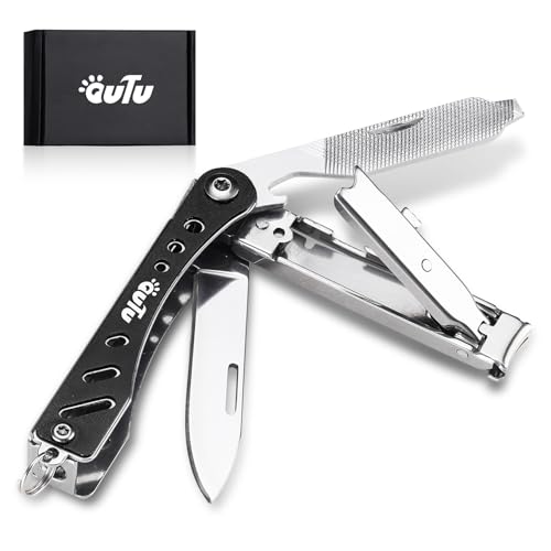 OUTU Nail Clippers Multitool,Nail File,Bottle Opener,with Gift Box(Black)