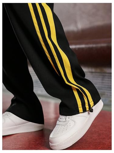 Men's Striped Baggy Pants Drawstring Waist Straight Leg Long Trousers Streetwear Parachute Pants4
