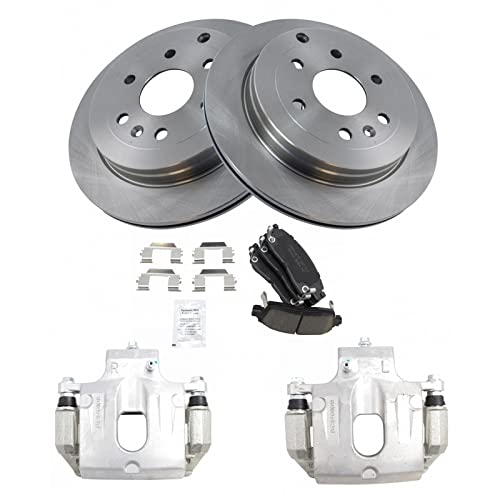 Image of TRQ Rear Brake Pad and Rotor Set Ceramic Vented Rotors Calipers