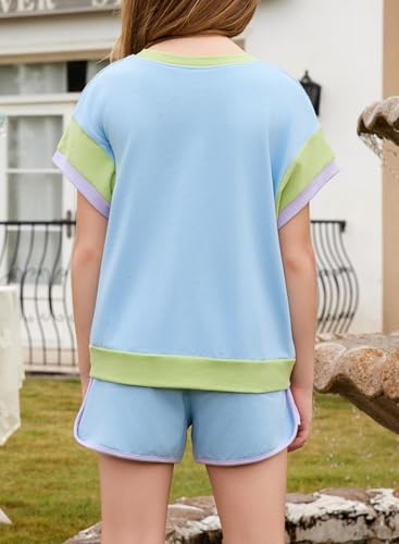 Image of blibean Girls Summer Clothes Sets Kids Colorblock Matching Outfits Size 6-15 Years