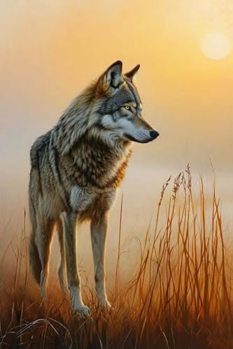 Peinture diamant loup de prairie 5D avec kit complet de diamond painting adulte enfant 40x50cm