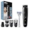 Braun Multi-Grooming-Kit 3, 7-in-1 Barttrimmer und Haarschneider für Haarentfernung Herren, Trimmer/Haarschneidemaschine, für Gesichts- und Kopfhaare, 5 Aufsätze, Geschenk Mann, MGK3342, schwarz/blau