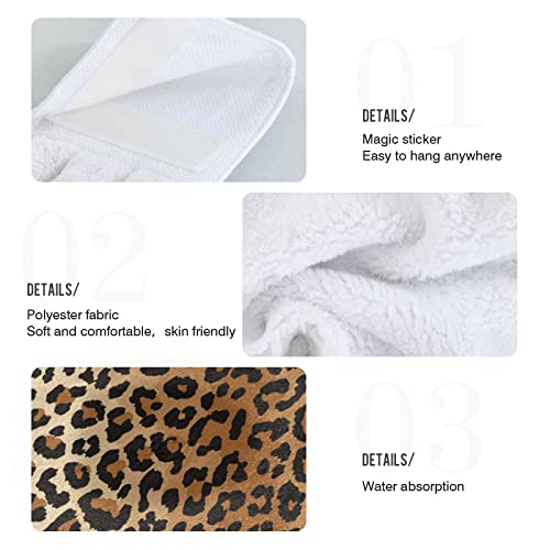 Kigai Leopard Hanging Tie Towels Set Of 2, Absorbent Hand Towels Tea Bar Dish Dry Towels For Kitchen Bathroom Home Decor, 14 X18.2 Inch #TOP4
