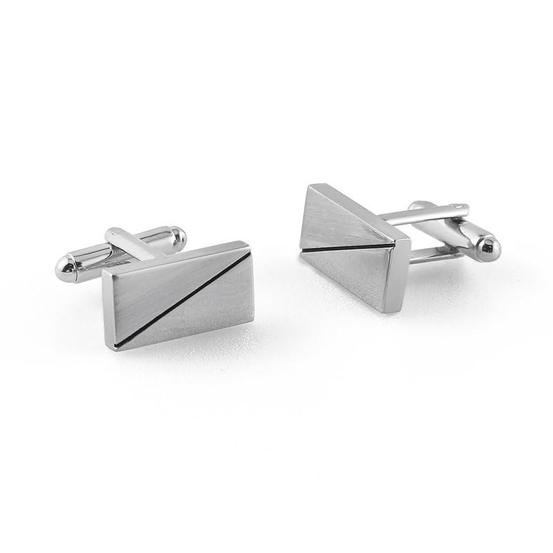Mancuernillas rectangulares de metal pulido para hombre miniatura 2