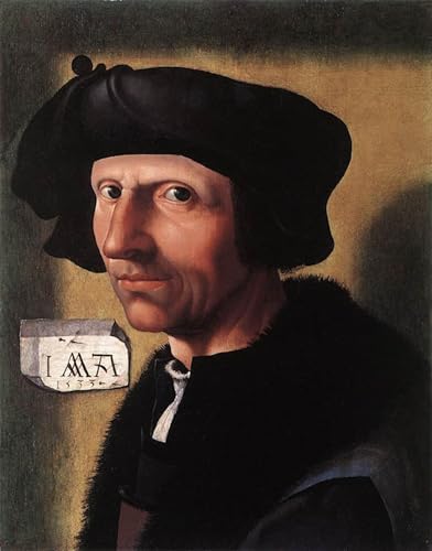 Portrait Jacob Cornelisz Van Oostsanen peinture toile SERENDIPITP deco chambre 60x90cm