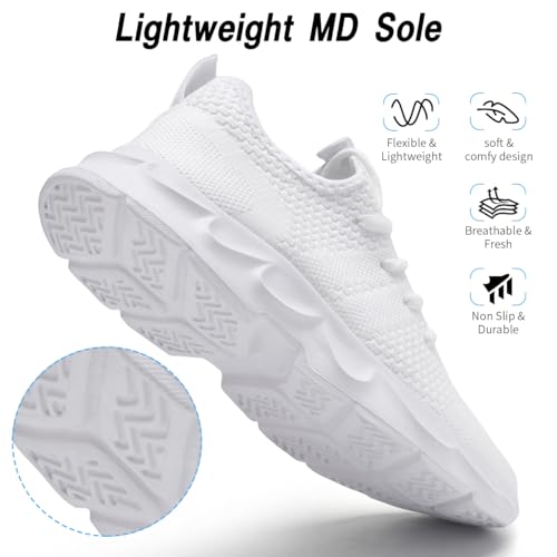 Womens Running Shoes Lightweight Breathable No Slip Sneakers Gym Athletic Workout Casual Sports Walking Tennis Shoes White 84
