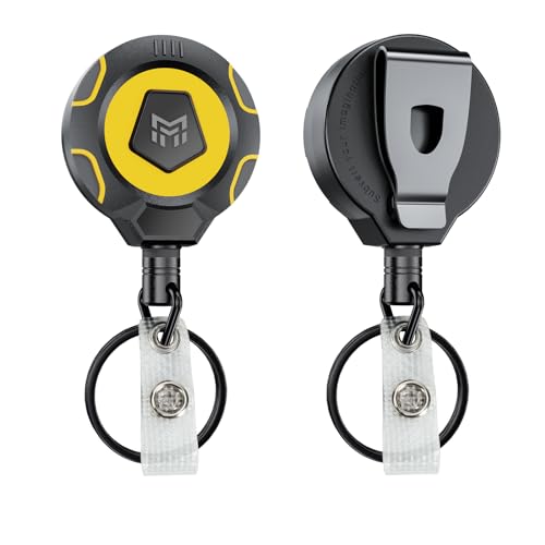 MNGARISTA Verstärkter einziehbarer Schlüsselanhänger mit Gürtelclip,Einzug 283,5 g,Edelstahlschnur 80 cm,Taktische ID Ausweishalter,Schlüsselband Ausziehbar,2er-Pack 2 Pack Gürtelclip