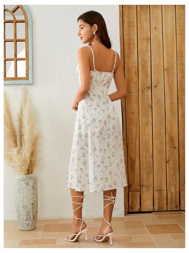 Image of Floerns Women's Boho Ditsy Floral Print Off Shoulder Short Sleeve Split Maxi A Line Dress