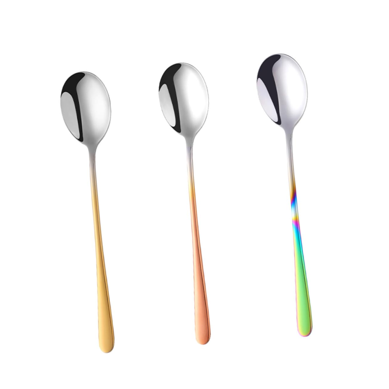 COLLBATH 3pcs Serving Spoon Long Handle Spoon Table Spoons Coffee Mixing Spoons Cocktail Stirrers Spoon Buffet Serving Utensils Stirring Spoon Stainless Stirrers Spoons Beverage Serveware
