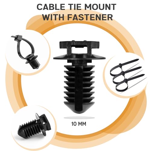 Xislet Universal Push Mount Cable Zip Tie Compatible with Cars Boat Trailer Polaris UTV Side by Side Jeep Wrangler Nylon Self Locking Cable Strap for Engine Bay Wire Harness Restraint Ties- 120 Pcs