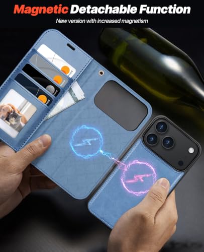 Étui iPhone 17 Pro Max Portefeuille RFID Coque Antichoc Bleue - 4