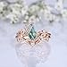 DONGHU 1ct Kite Shape Natural Moss Agate Engagement Ring Set Size 8 Sterling Silver Rose Gold Plated Leaf Green Unique Bridal Wedding Ring for Women