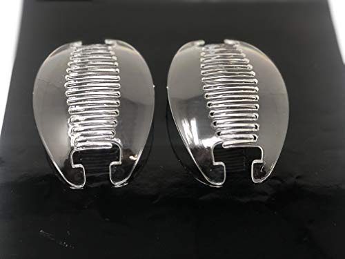 2 set Interlocking Banana Combs Hair Clip French Side Comb Holder (Clear).