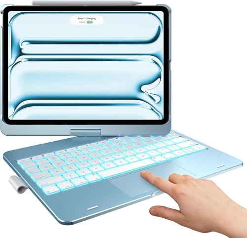 Image of typecase Touch Keyboard for iPad Pro 11 Inch (M5 /M4) with Multi-Touch Trackpad, 11 Colors Backlit, 360 Rotatable Case, Pencil Holder- Light Blue'26 (** NOT for Pro 11 M2, 11th /A16 & Air 11 (M3 /M2)