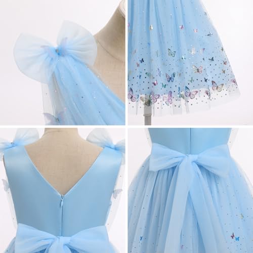 Image of IMEKIS Toddler Kids Girls Butterfly Dress Sparkle Sequins Tulle Wedding Formal Birthday Dresses 2-10T