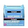 Neutrogena Makeup Remover Wipes Micellar Alcohol-Free Face Towelettes Remove Waterproof Mascara & Oil, Compostable 100% Plant-Based Cloth, Dermatologist & Ophthalmologist Tested, Twin Pack 2 x 25 ct