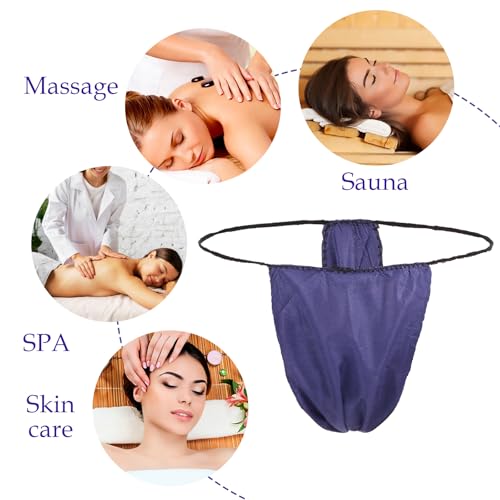 Image of Telooco 100 Pcs Disposable Thong Panties Women T Thong for Spa Non-woven Fabrics Disposable Underwear for Spray Tanning