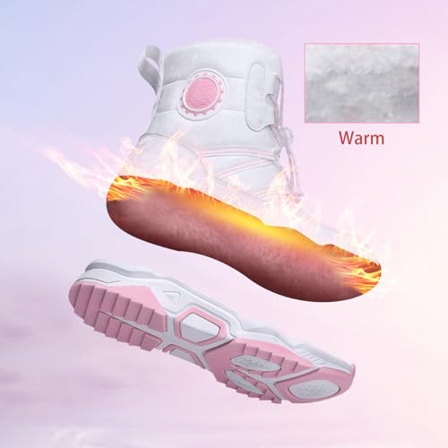Girl Snow Boots Fashion Snap Lace-Up Warm High Top Girls Ankle Boots Outdoor Kids Waterproof Non-Slip Mid Calf Weather Shoes3