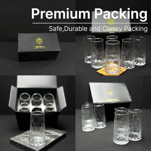 Image of Melbify Leaf Beer Glass | Set of 6 | 350 ml | Long | Fancy | Tall Beer Glass | Unique Glass | Exclusive Beer Glass