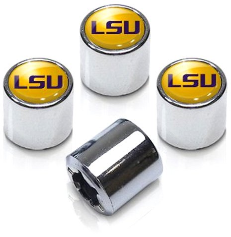 NCAA Louisiana State University LSU Chrome Tire Stem Valve Caps, 4-Pack