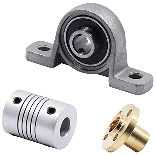 Lysee 3D Printer Parts & Accessories - T8 Screw Vertical Kit 3D Printer Parts Bearing Bracket Horizontal for Trapezoidal T8 Lead Screw+Screw+Coupling - (Size: 0.1MM, Color: Gray)