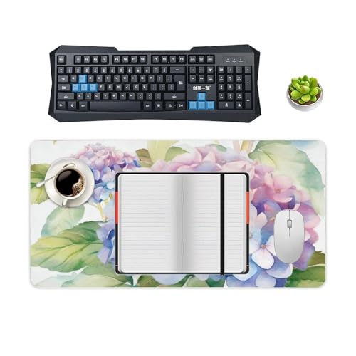 Desk Pad Protector 24x12 Inch Extended Hydrangea Watercolor miniatura 4