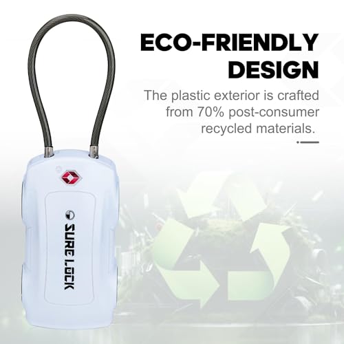SURE LOCK TSA Compatible Travel Luggage Locks, Inspection Indicator Car Lock Ideal Christmas and New Year Gift for Kids and Car Enthusiasts(White) - Image 4