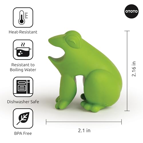 Image of OTOTO New HopTop Frog Spoon Holder for Stove Top - Spoon Rest for Stove Top and Steam Releaser, Cute Kitchen Accessories, Cooking, Cool Gadgets, Fun Kitchen Gifts, White Elephant Gifts