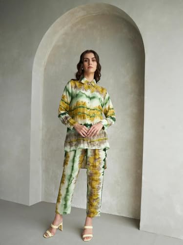 Image of Leriya Fashion Rayon Ethnic Co Ord Set for Women Stylish | Paisley Printed Cord Set | Long Straight Shirt Kurta With Pant Set For Women | Kurta Sets for Woman