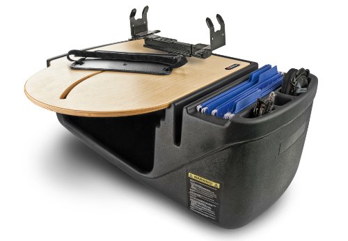 Image of AutoExec Roadmaster Car Desk for Your Vehicle Workstation and Mobile Office, Natural with 400 watt Power Inverter and Printer Stand