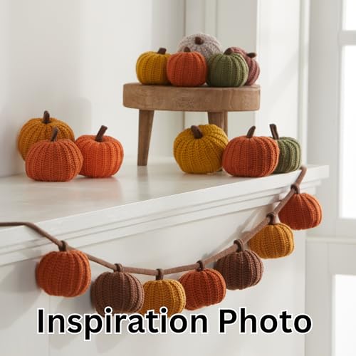 Image of Mini Knit Pumpkins, Orange, Set of 12 (Mini Orange Set 12) | Fall Decor, Bowl Fillers, Gold Accents, Thanksgiving Tablescape