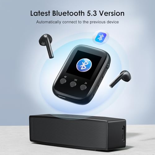 80GB Clip Mp3 Player with Bluetooth 5.3,Portable Mp3 Player Good for Sports Support FM Radio Voice Record Built-in Micro SD Card Slot and HD Speaker Earphone Included