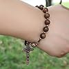 Nazareth Store Wood Beads One Decade Rosary Bracelet Handmade Car Mirror Catholic Prayer Beads with St. Michael Medal and Cross Travel-Friendly, Wooden Chaplet (St benedict & St benedict cross) #4