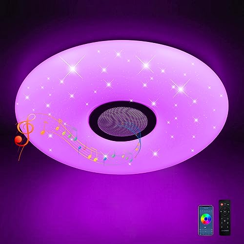 Led Deckenleuchte mit Bluetooth Lautsprecher, smart Deckenlampe mit...
