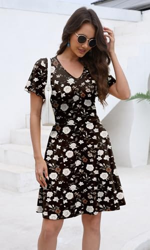 Image of COSSEN Women's Casual Short Sleeve Dress with Pockets