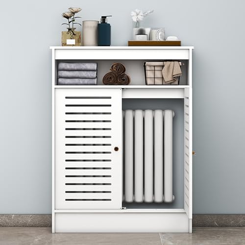 Cubierta de madera para radiador, moderno protector de calefacción independiente con estantes abiertos, armario decorativo para el hogar, oficina y baño, organizador de almacenamiento