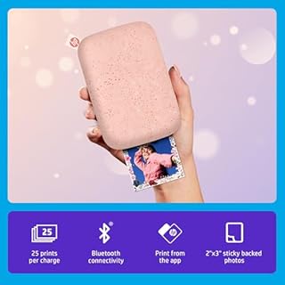 HP Sprocket Portable Photo Printer - Instantly Print 2x3 Sticky Backed Photos from Your Phone - Blush Pink Phone Photo Printer - Pocket Printer with Rechargeable Battery