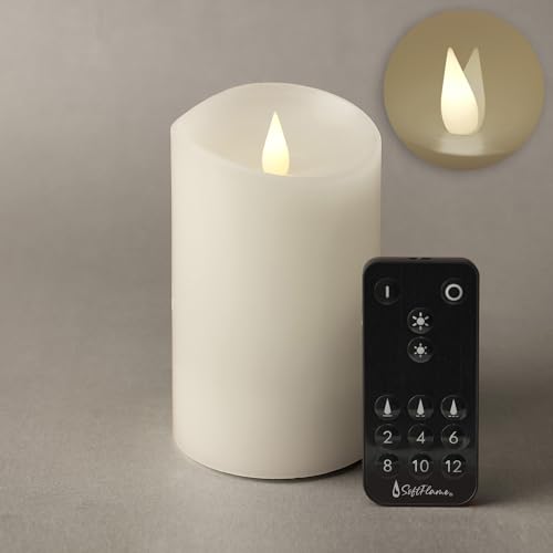Softflame Flameless LED Candles with Remote Control, 3"x 5.1"Flickering 3D Moving Flame Battery Operated Candles in Real Wax Shell for Indoor Use, Home Decor White by Softflame - Used condition - CA$9.12