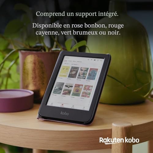 Étui SleepCover Rouge Cayenne pour Kobo Clara Colour/BW 6" | Housse avec Veille/Réveil | Support 2 Positions | Cuir Végan | Compatible Kobo Clara Colour et Clara BW