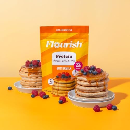 Flourish Protein Pancake & Waffle Mix with Whey Protein, No Added Sugar, High in Fiber - Just Add Water - Buttermilk Flavour, 430 g Each (2 Pack) - Made in Canada — view 7