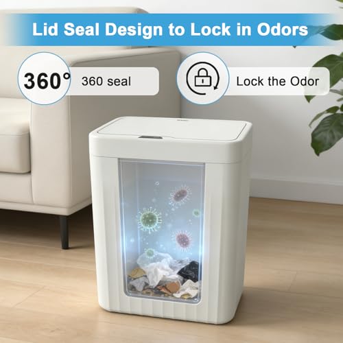 Lote de 2 Canecas de Basura Automáticas de 4 Galones Blanco miniatura 4
