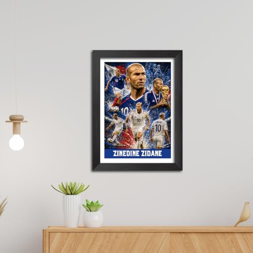 Image of TenorArts Zinedine Zidane France Poster Worldcup Themed Laminated Photo Frame Painting with Matt Finish Black Texture (12 inches x 9inches)