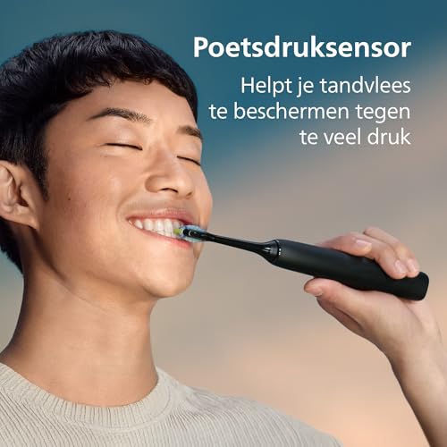 Philips Sonicare DiamondClean 9000 elektrische tandenborstel, sonische tandenborstel met app, druksensor, 4 poetsstanden, oplaadglas, zwart/roségoud, dubbelverpakking, model HX9914/57 - Afbeelding 6