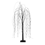 Nearly Natural 4ft. Pre-Lit Halloween Black Willow Artificial Fall Tree with 120 Orange and Purple LED Lights