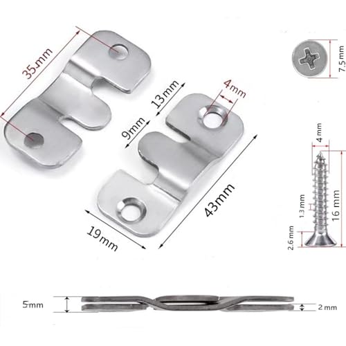 Image of 8 Set Stainless Steel Flush Mount Bracket-Picture Hangers-Headboard Wall Mount Hardware-Wall Mount Hardware- Interlocking Z Clips (1.69 x 0.75 x 0.08 inch Silver)