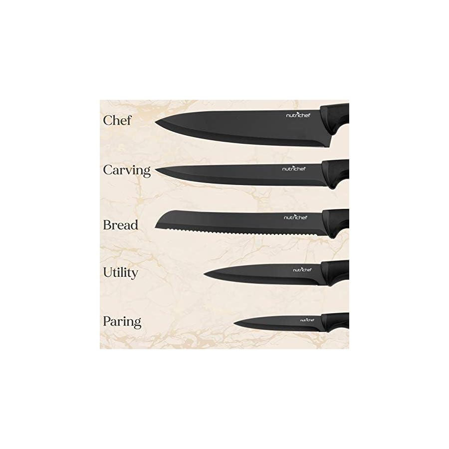 NutriChef-7-Piece-Kitchen-Knife-Set-Stainless-Steel-Kitchen-Precision-Knives-Set-w-5-Knives-Bonus-Sharpener-Acrylic-Block-Stand-Cutting-Slicing-Chopping-Dicing-NCKNS7X NutriChef 7 Piece Kitchen Knife Set - Stainless Steel Kitchen Precision Knives Set w/ 5 Knives & Bonus Sharpener, Acrylic Block Stand - Cutting Slicing, Chopping, Dicing NCKNS7X