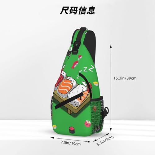 Cross Chest Bag Diagonally-Sleeping Sushi Print Durable Hiking Daypacks With Large Capacity For Women Men4