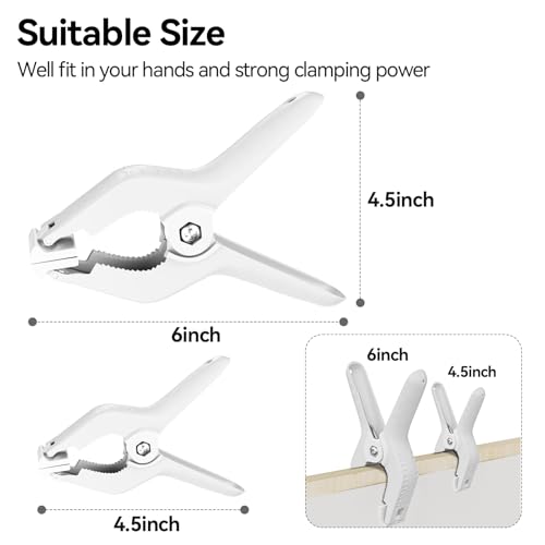 Image of EMART 12 Pack Heavy Duty Spring Clamps 6 Inch Plastic Large Professional Backdrop Clips Clamps for Backdrop Stand, Photography Studio, Balloon arch, Photoshoot, Woodworking, Crafts, Pool Cover-White